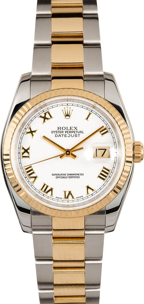 rolex oyster perpetual datejust two tone mens 36mm white dial|rolex datejust 36 diamond bezel.